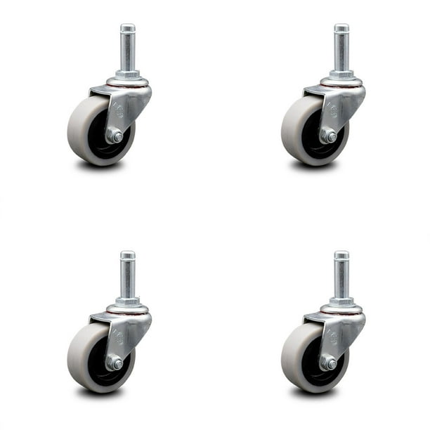 Set of 4 Black Dual Wheel Swivel 1-1/2 Casters and 3/8 Grip Ring Stem Set of 4 Black Dual Wheel Swivel 1-1/2 Casters and 3/8 Grip Ring Stem
